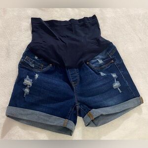 Dark Blue High-Waisted Denim Shorts